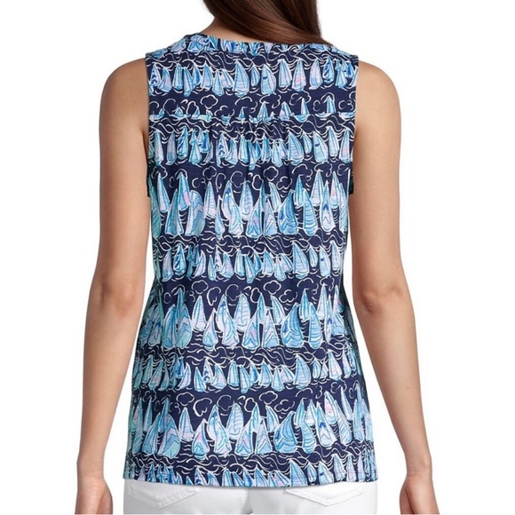 Woman’s NWOT Lilly Pulitzer Dev Sails And Stripes Top - Picture 2 of 5